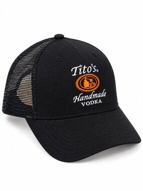 Tito’s Handmade Vodka Black Mesh Trucker Hat Embroidered Logo Snapback Cap
